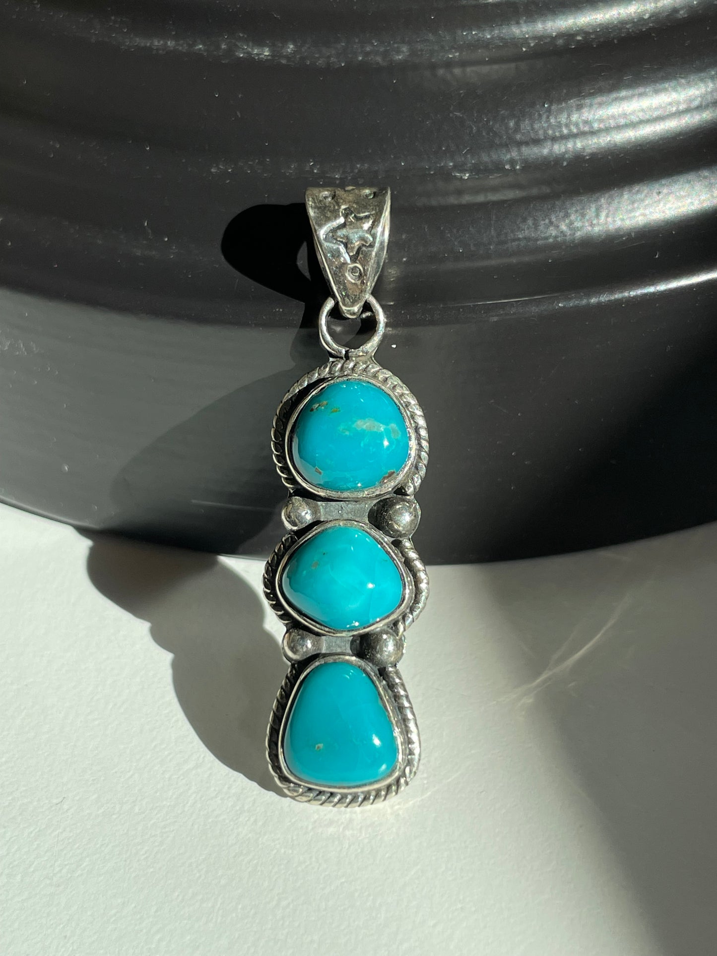 Turquoise 3 Stone Pendant | Sterling Silver 925 B851