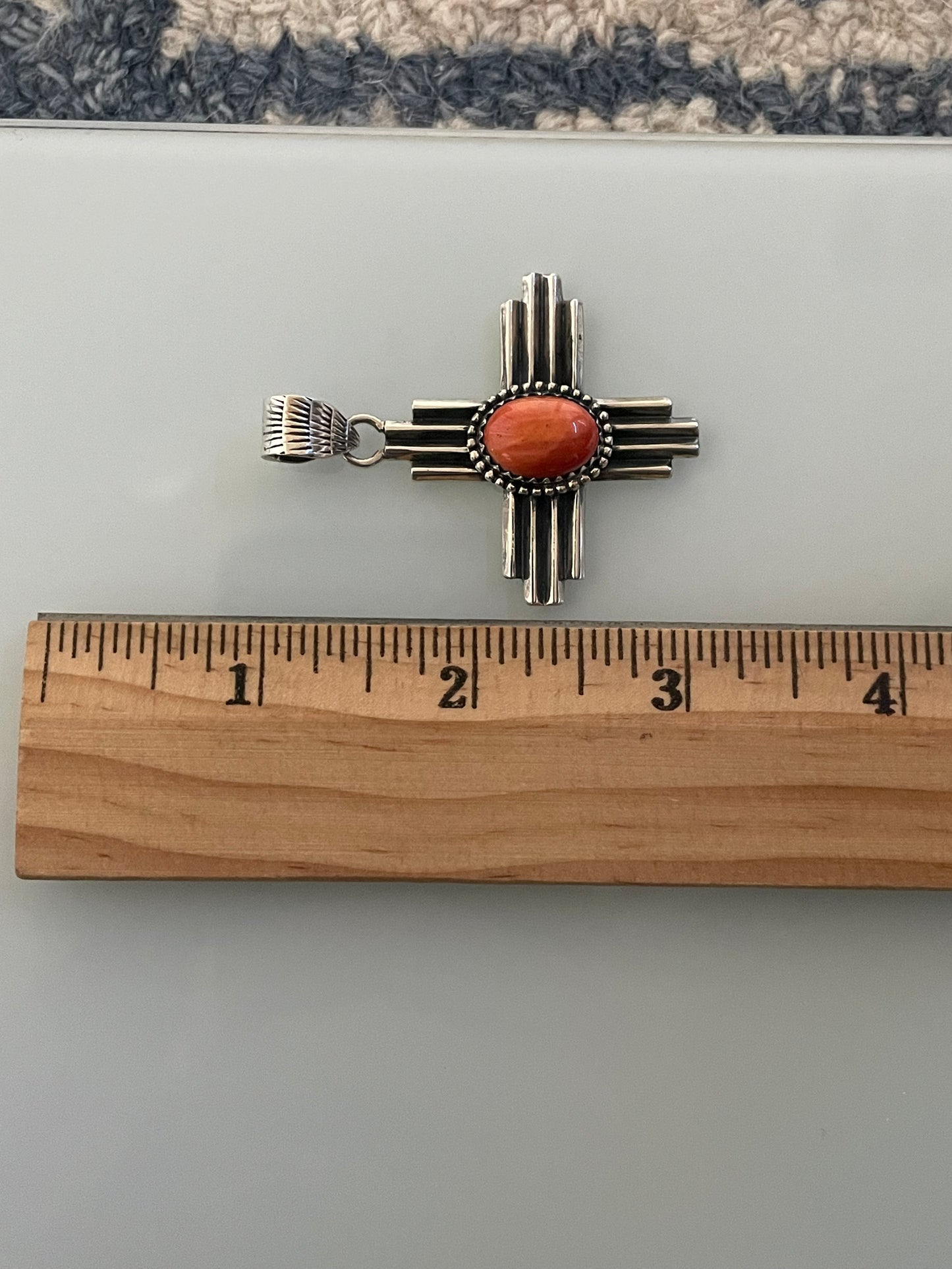 Spiny Oyster Zia Cross Pendant | 925 Sterling Silver C908