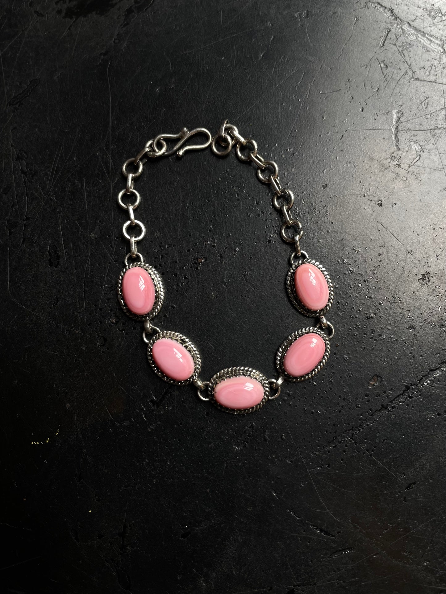 Pink Conch Link Bracelet | 925 Sterling Silver C985