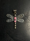 Pink Conch Dragonfly Pendant | 925 Sterling Silver E279