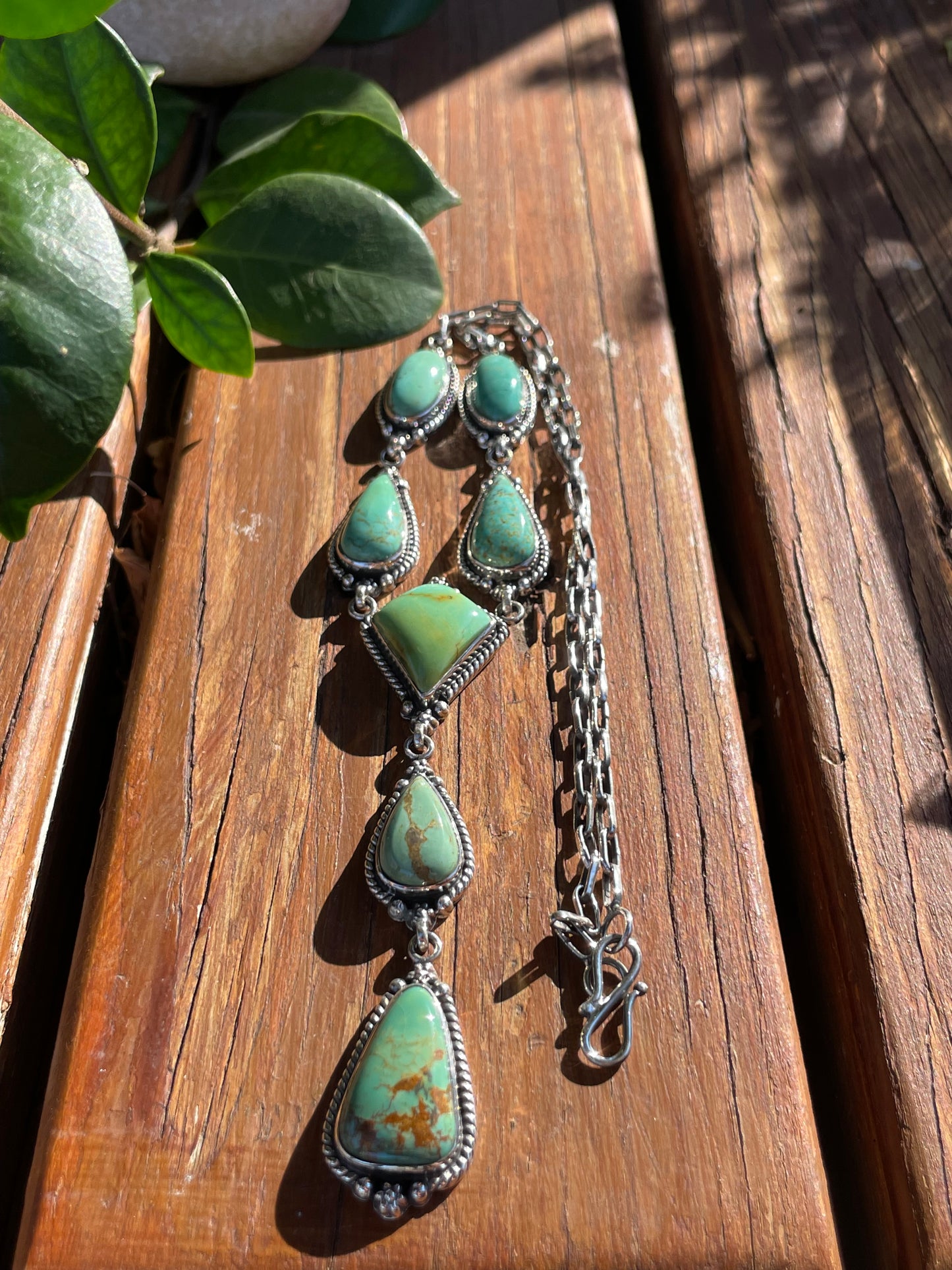 Kingman Turquoise Lariat Necklace | Sterling Silver 925 B888