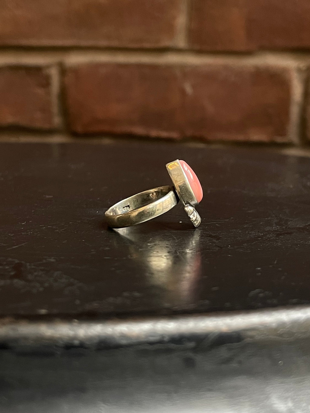 Pink Conch Tear Drop Ring Size 7 | 925 Sterling Silver G153