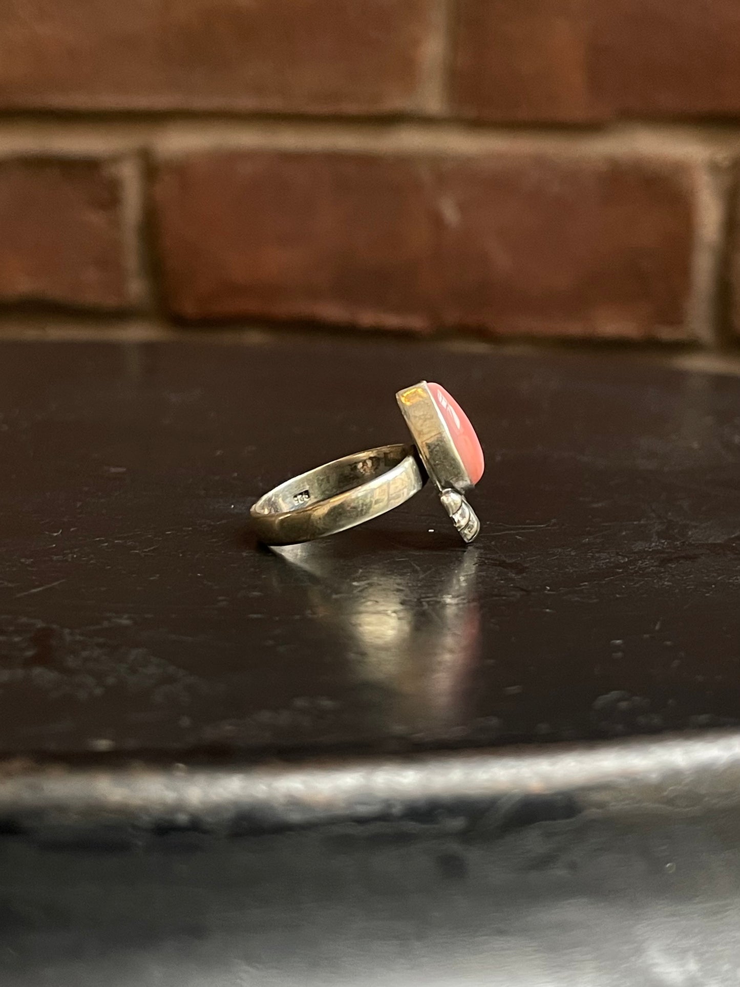 Pink Conch Tear Drop Ring Size 7 | 925 Sterling Silver G153