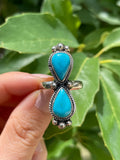 Kingman Turquoise Double Tear Drop Ring Size 8.75 | 925 Sterling Silver D176