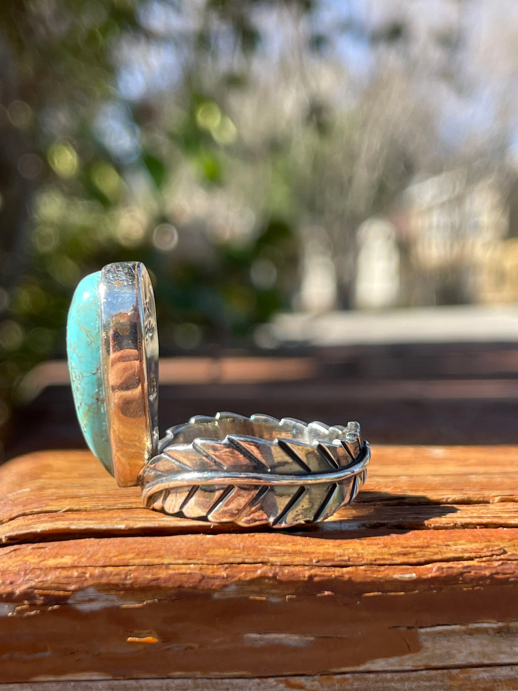 Turquoise Feather Ring Size 8 | 925 Sterling Silver B947