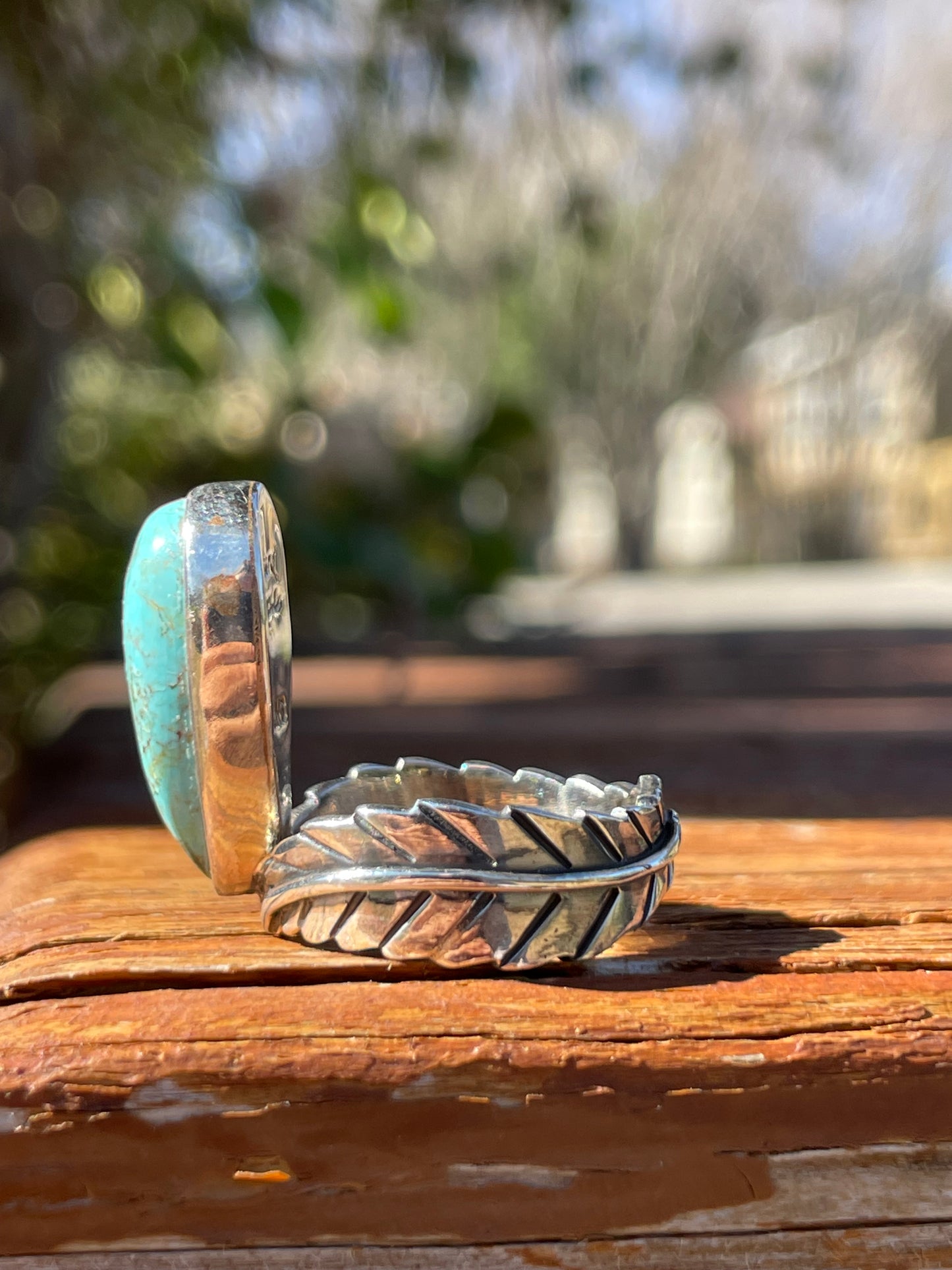 Turquoise Feather Ring Size 8 | 925 Sterling Silver B947