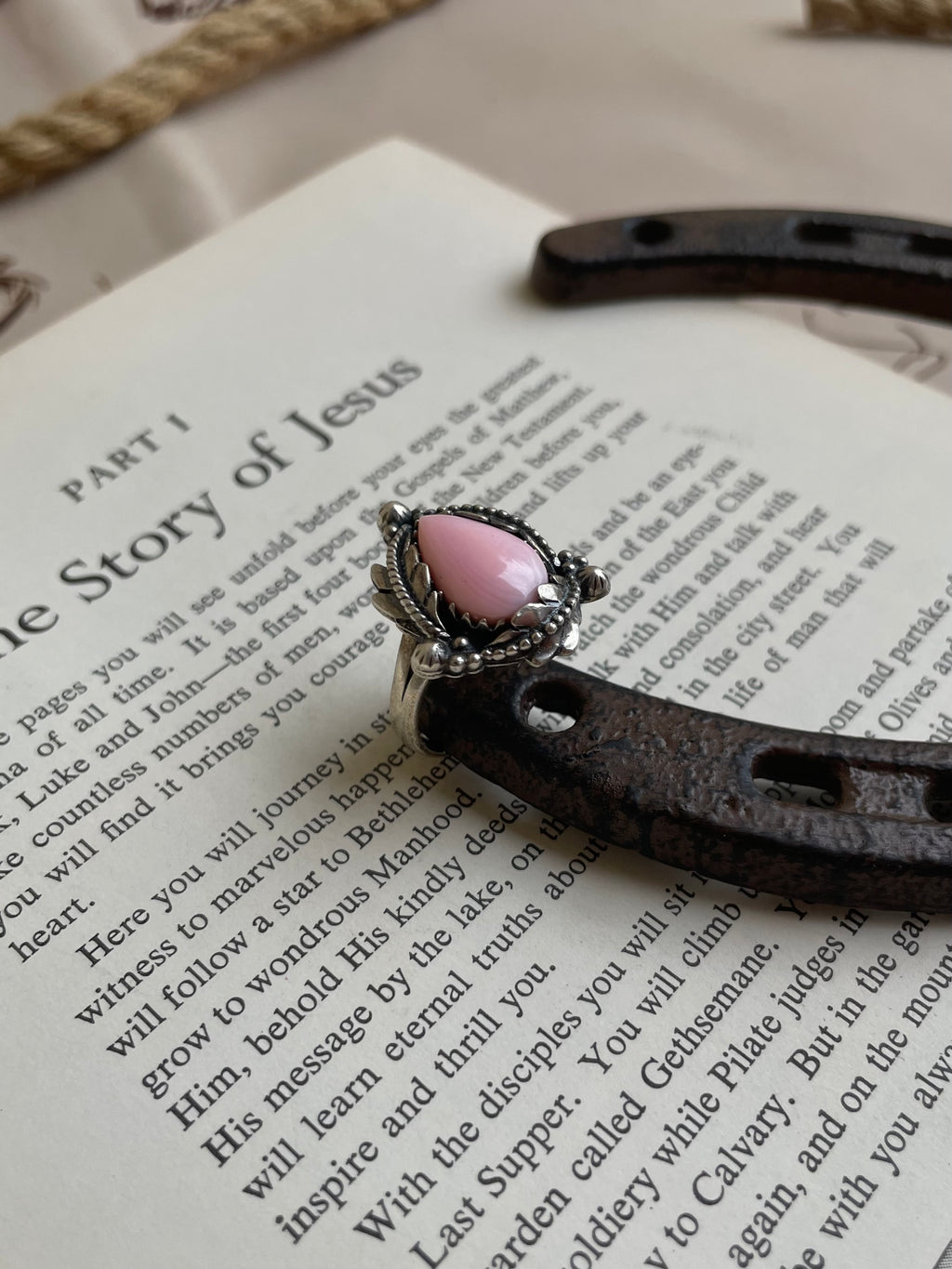 Pink Conch Tear Drop Ring Size 9.75 | 925 Sterling Silver G792