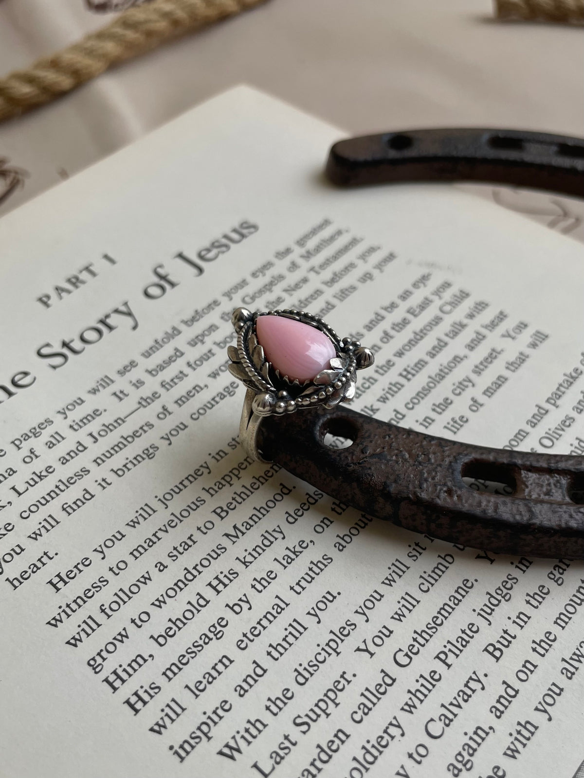 Pink Conch Tear Drop Ring Size 9.75 | 925 Sterling Silver G792