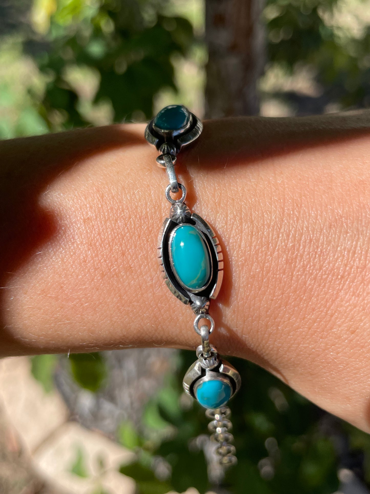 Kingman Turquoise Link Bracelet | Sterling Silver D137