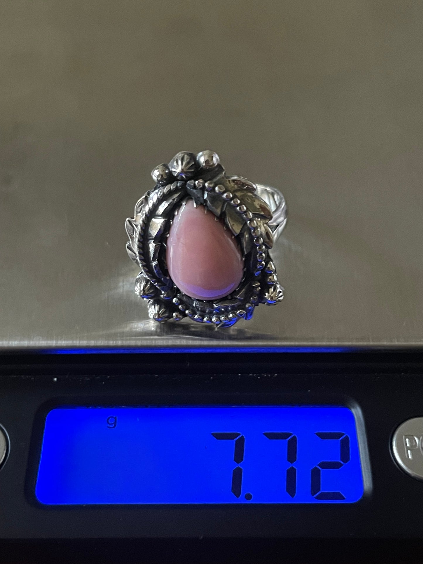 Pink Conch Floral Ring | Sterling Silver 925 | Size 9 B365
