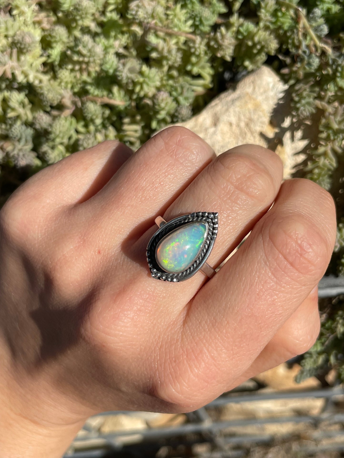 Opal Teardrop Ring  Size 7.75 | 925 Sterling Silver  B991