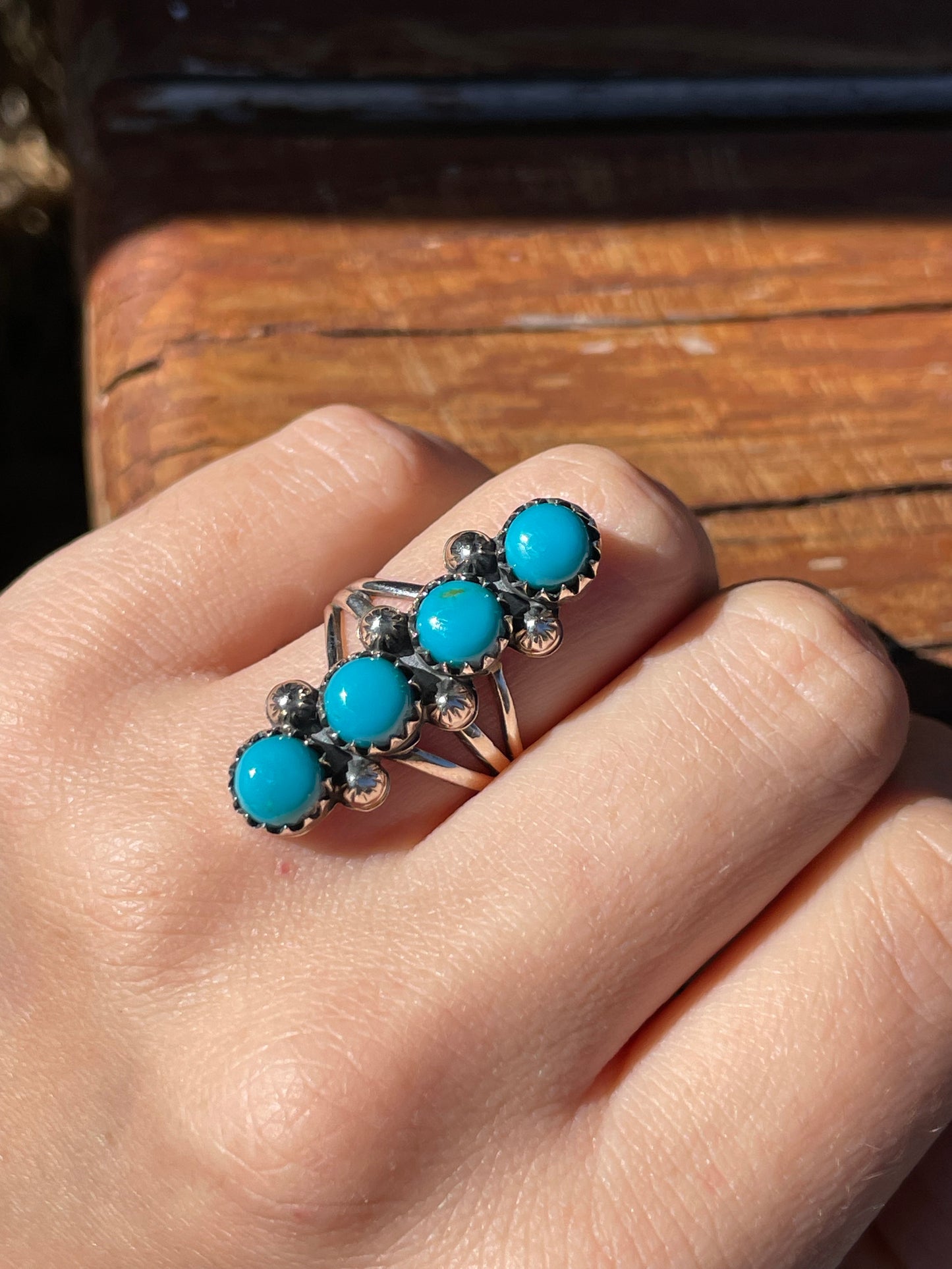 Turquoise Row Ring Size 6.5 | 925 Sterling Silver B940