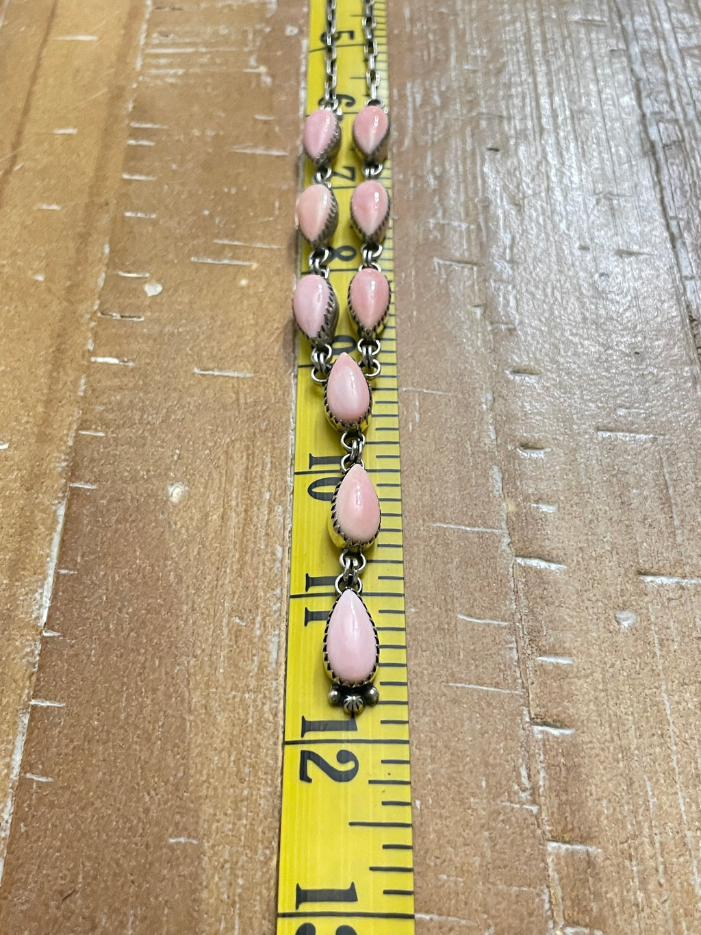 Pink Conch Drop Necklace | Sterling Silver 925 | Long Teardrop Statement | B897