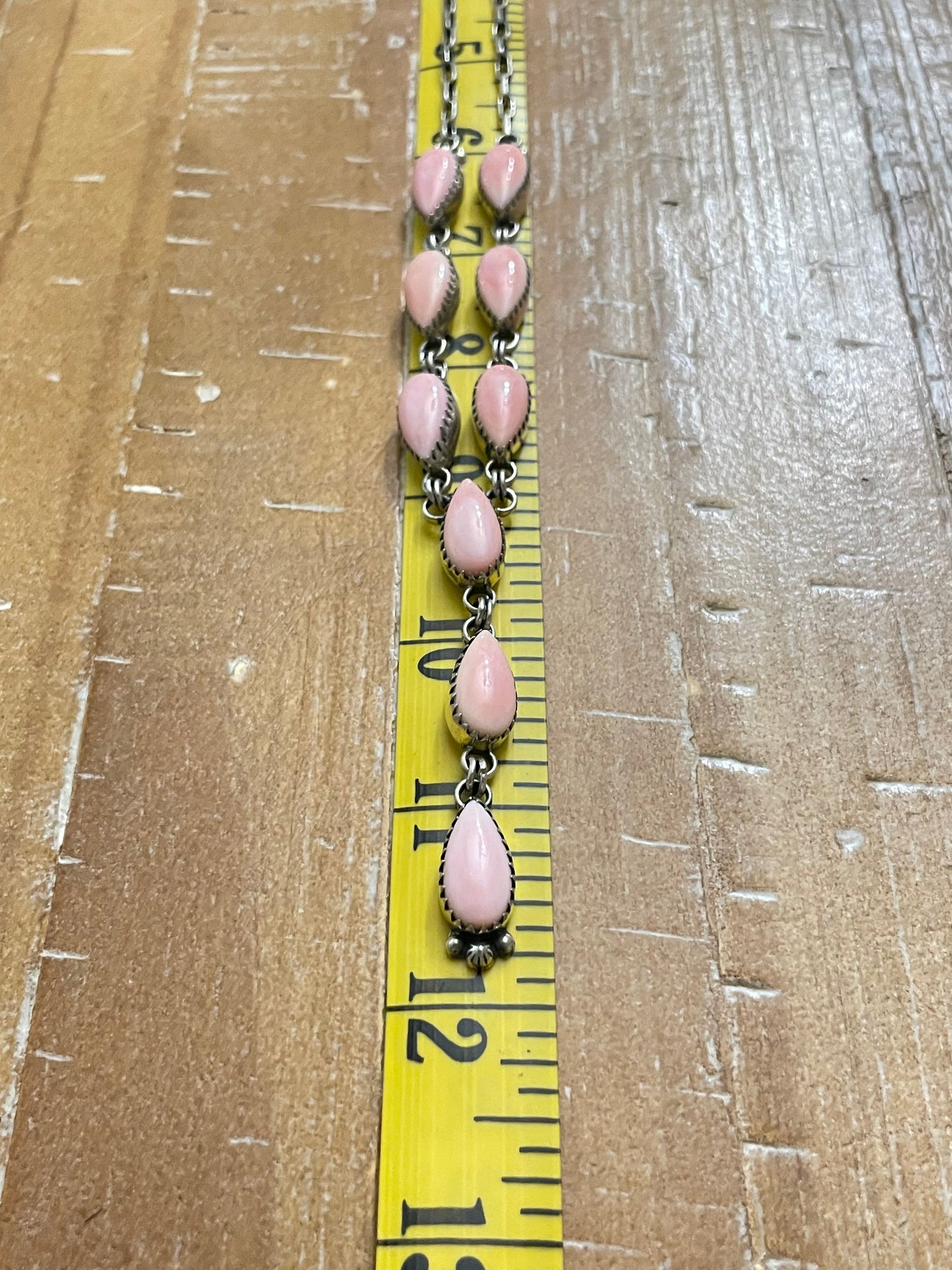 Pink Conch Drop Necklace | Sterling Silver 925 | Long Teardrop Statement | B897
