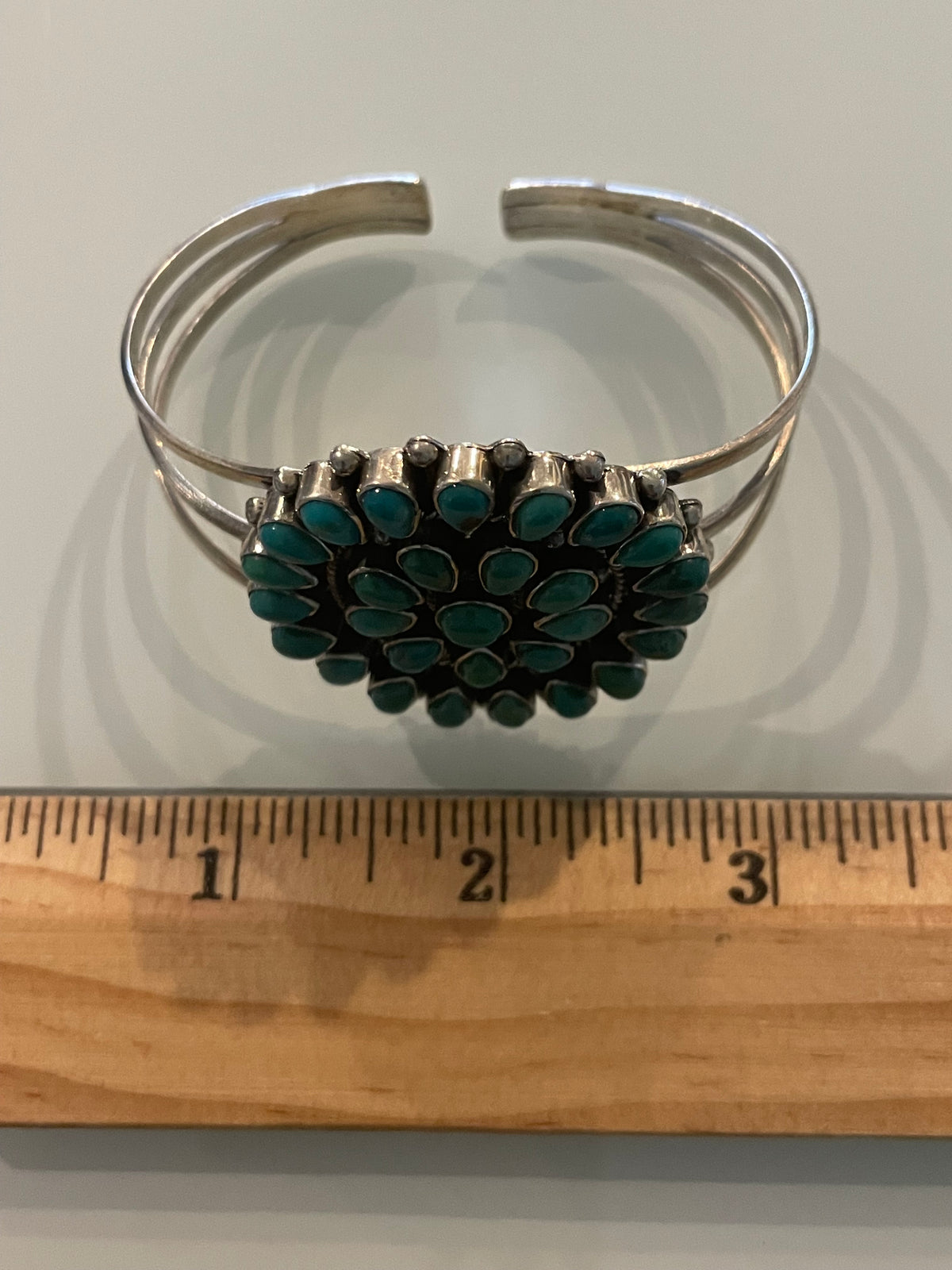 Turquoise Cluster Cuff Bracelet | 925 Sterling Silver G732