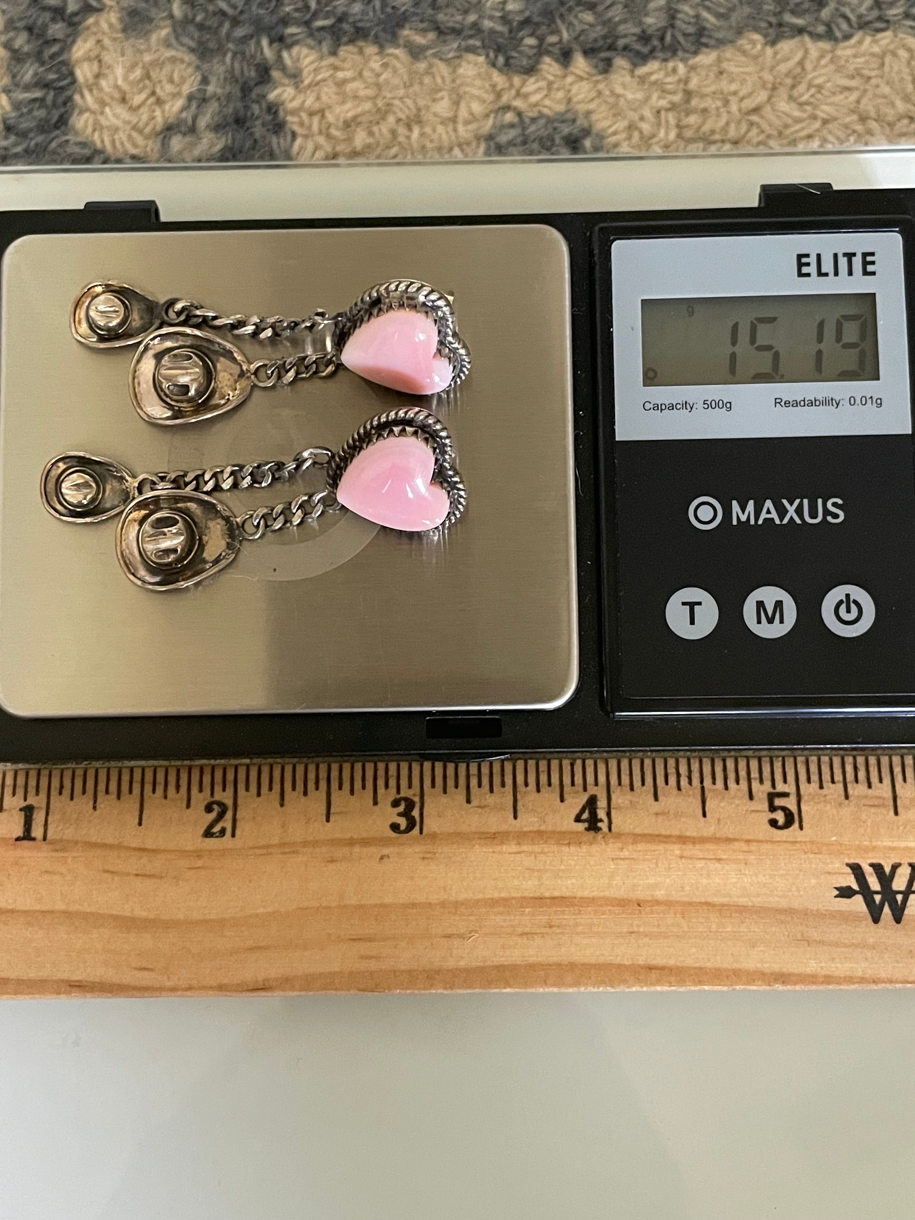 Pink Conch Heart Hat Stud Earrings | 925 Sterling Silver G669