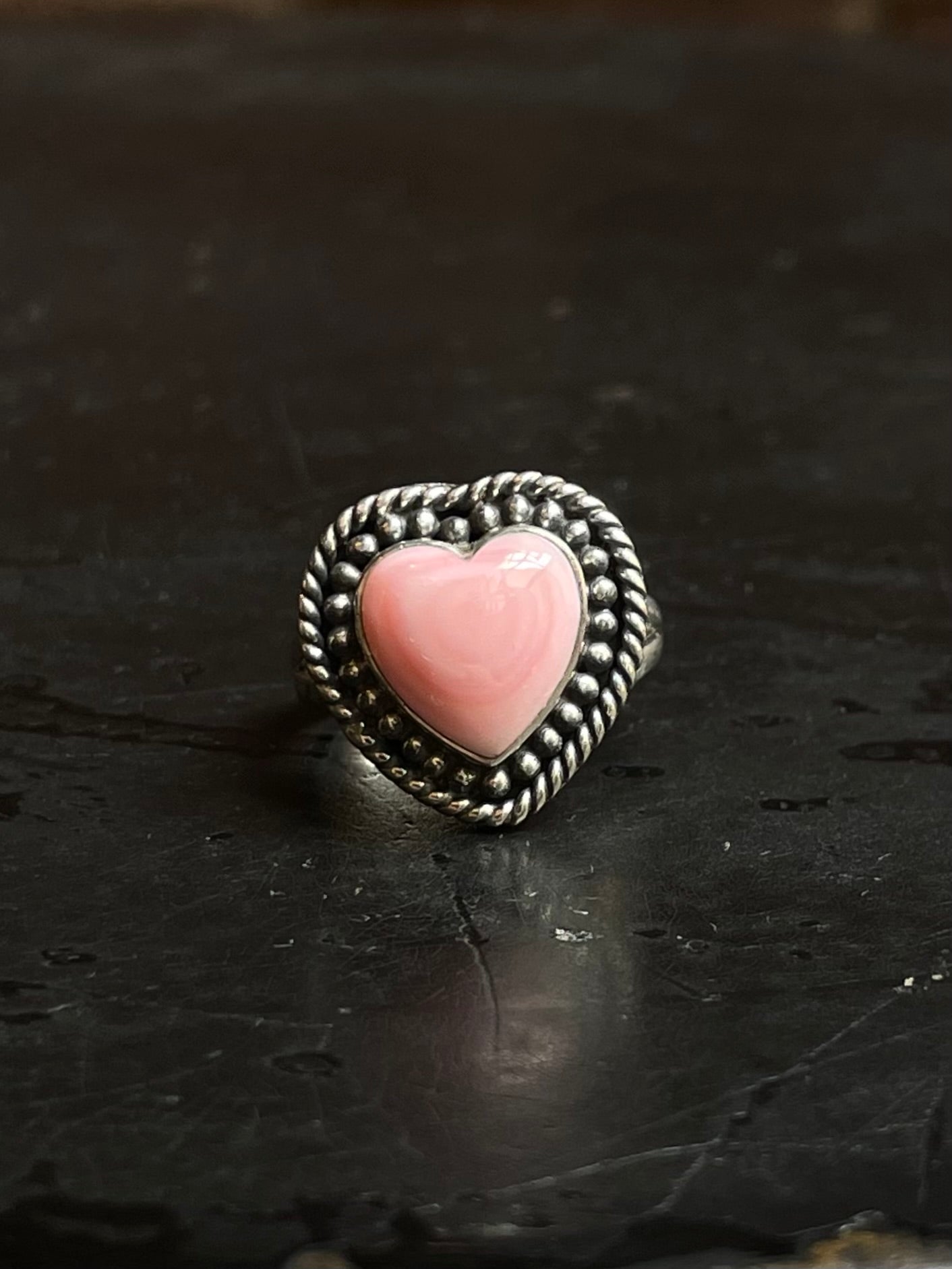 Pink Conch Heart Ring Size 5.5 | 925 Sterling Silver Southwest E131