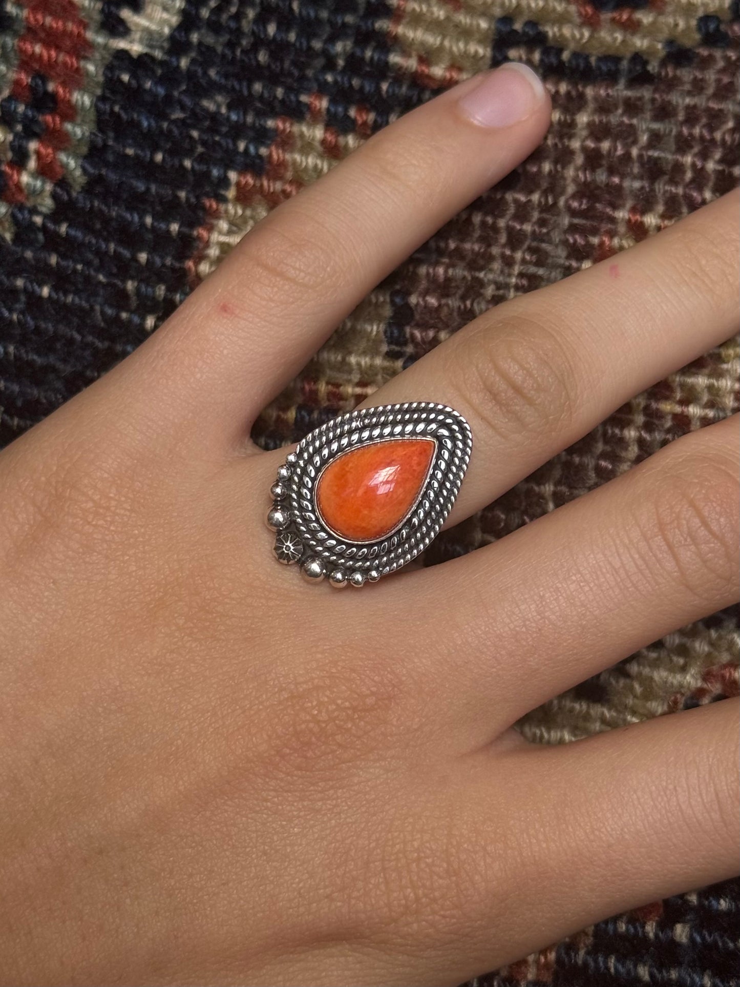 Spiny Oyster Rope Ring | 925 Sterling Silver | Size 6C210