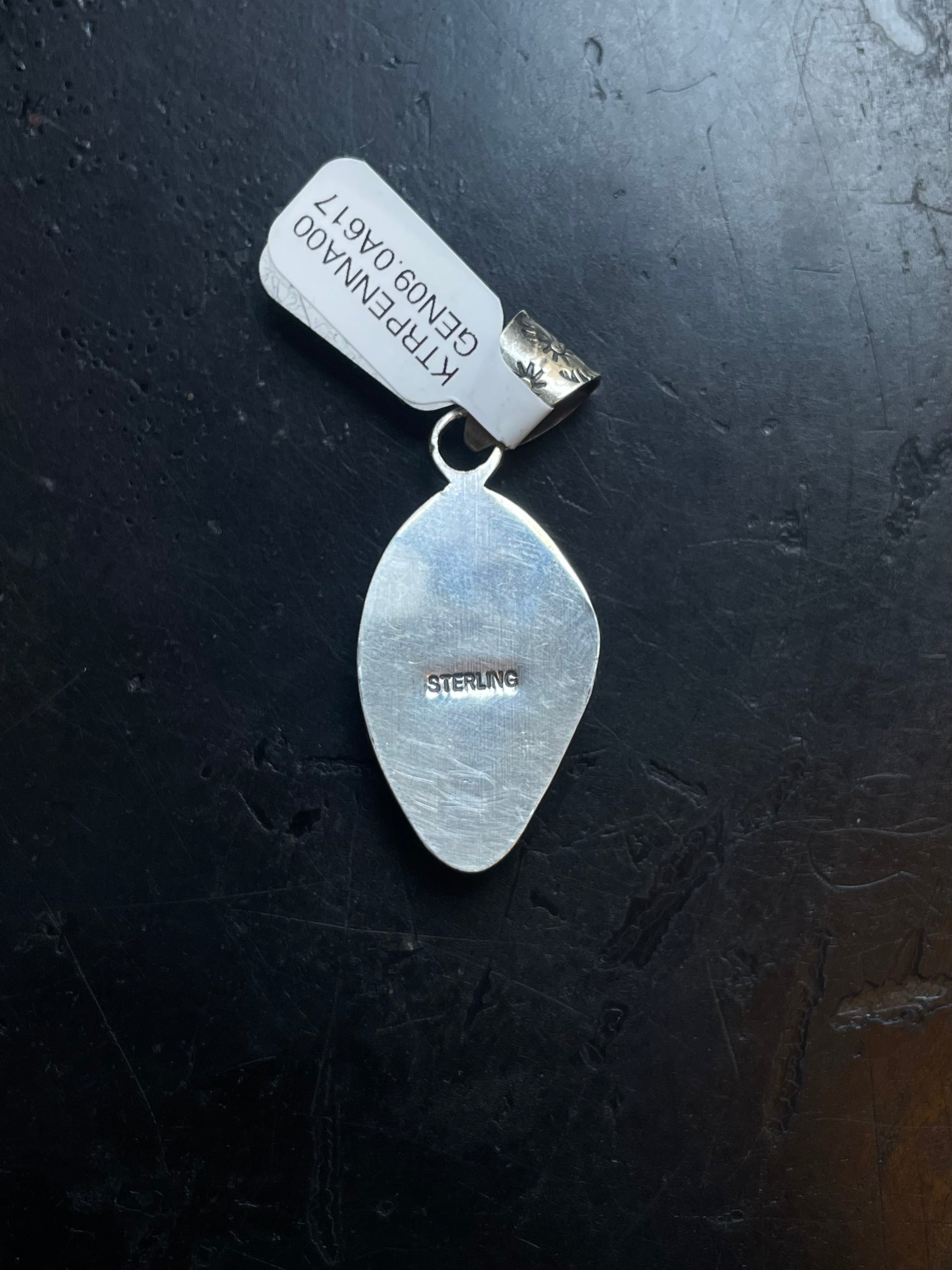 Kingman Turquoise Triangle Pendant | Sterling Silver | A617
