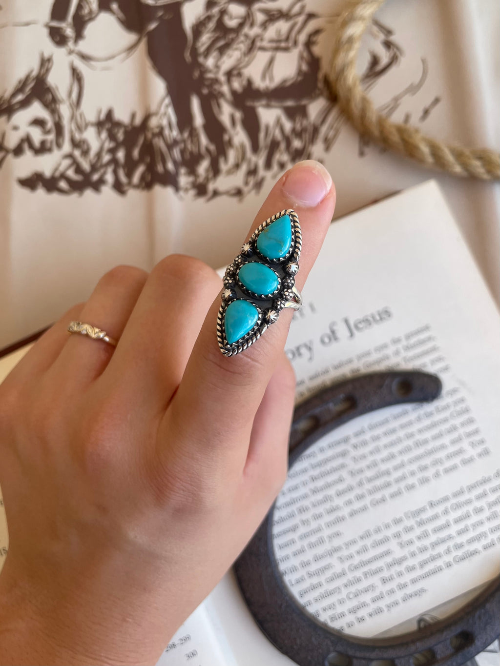 Turquoise Teardrop Ring | 925 Sterling Silver Size 7 G804