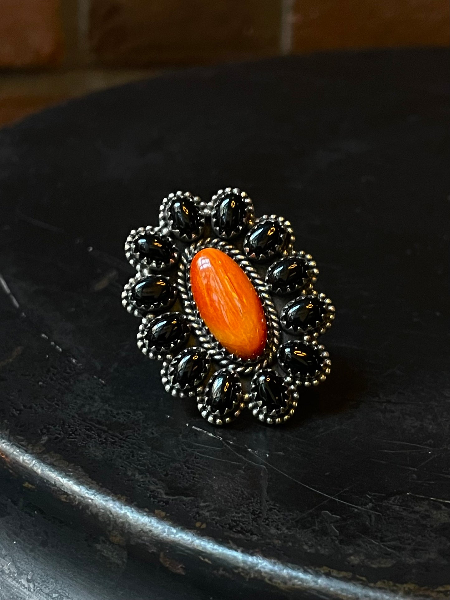 Spiny Oyster Flower Cluster Ring | Sterling Silver | Size 8 | A125