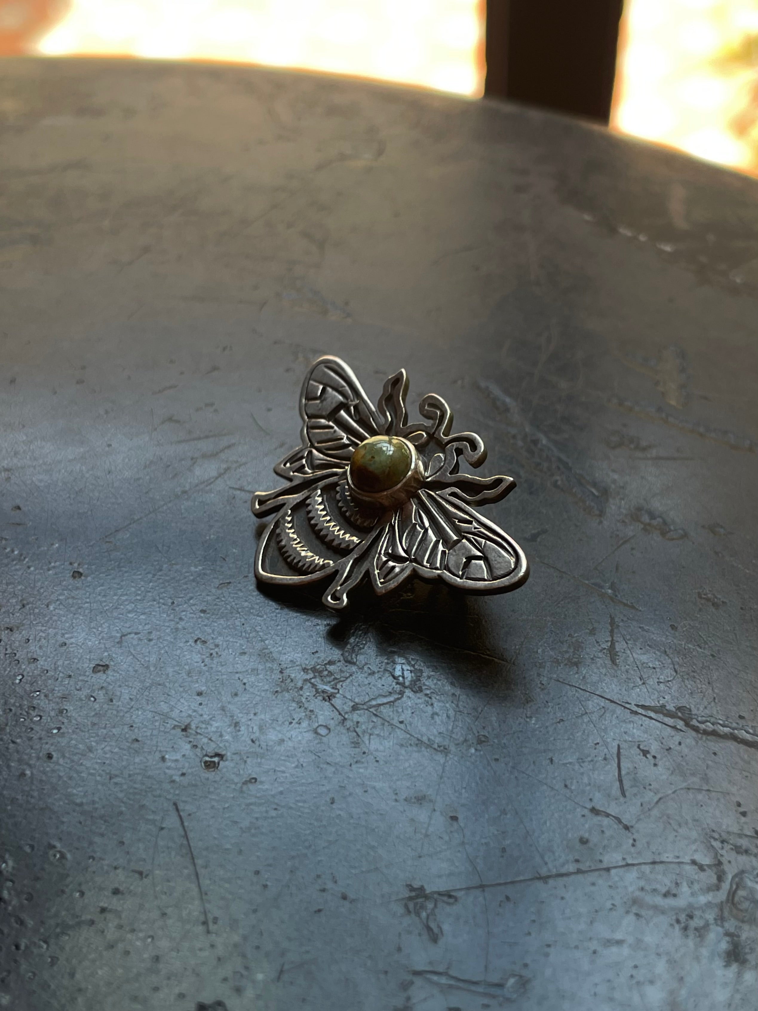 Kingman Turquoise Bumblebee Brooch | 925 Sterling Silver G629