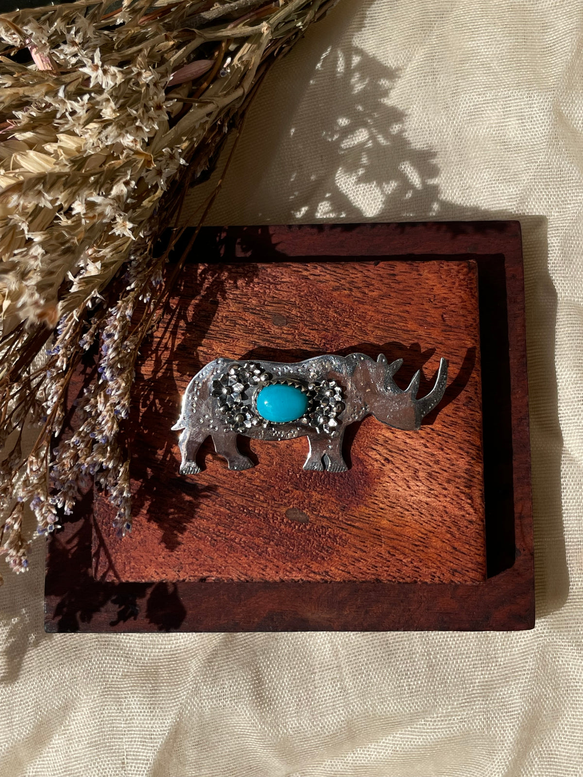 Turquoise Rhino Pendant | 925 Sterling Silver D329
