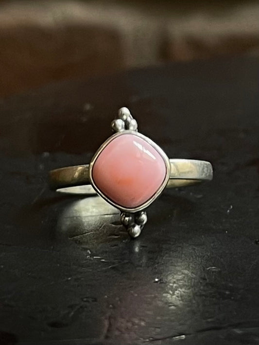 Pink Conch Ring Size 9 | 925 Sterling Silver E751