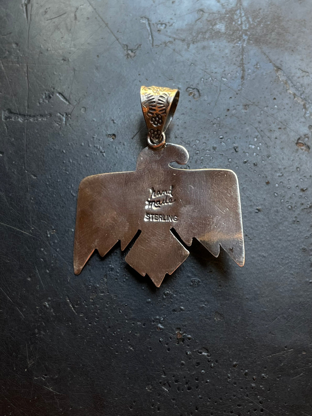Kingman Turquoise Thunderbird Pendant | Sterling Silver G464
