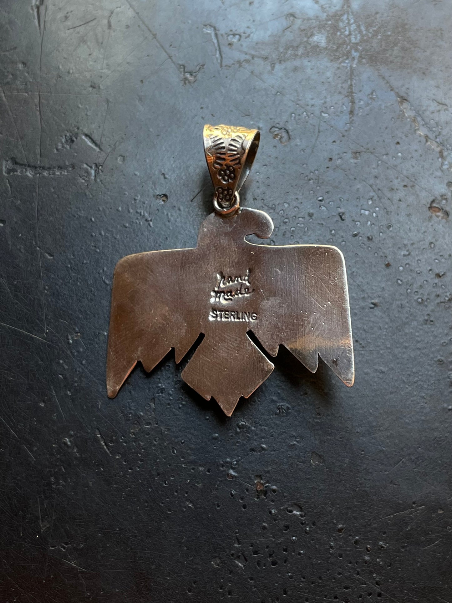Kingman Turquoise Thunderbird Pendant | Sterling Silver G464