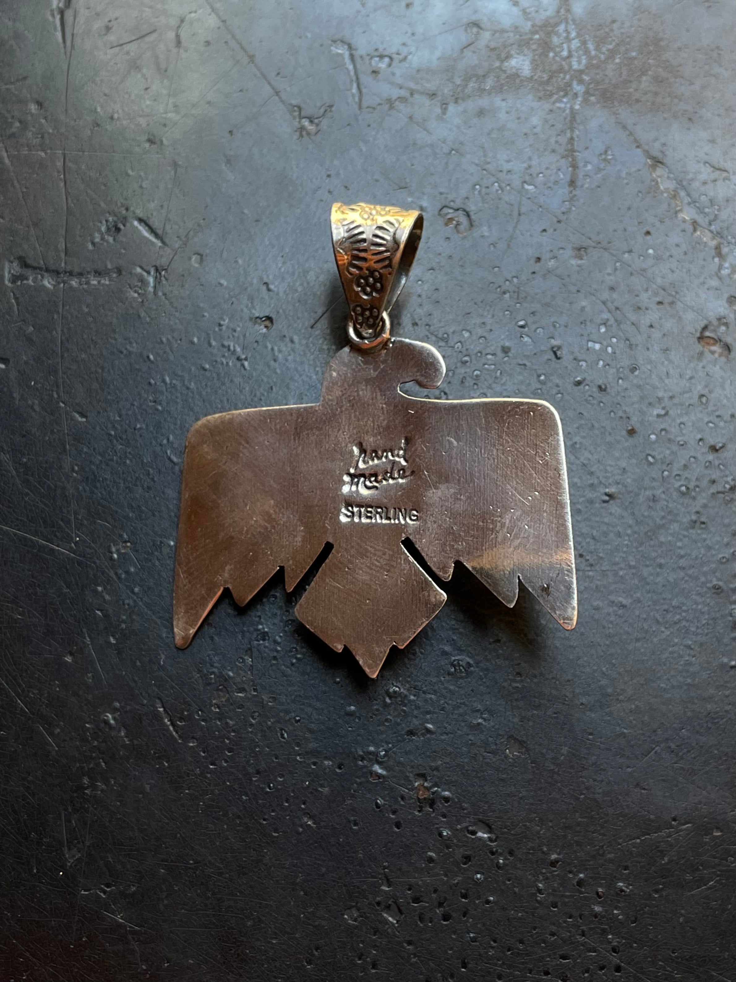 Kingman Turquoise Thunderbird Pendant | Sterling Silver G464