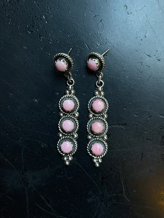 Pink Conch Drop Stud Earrings | Sterling Silver 925 C640