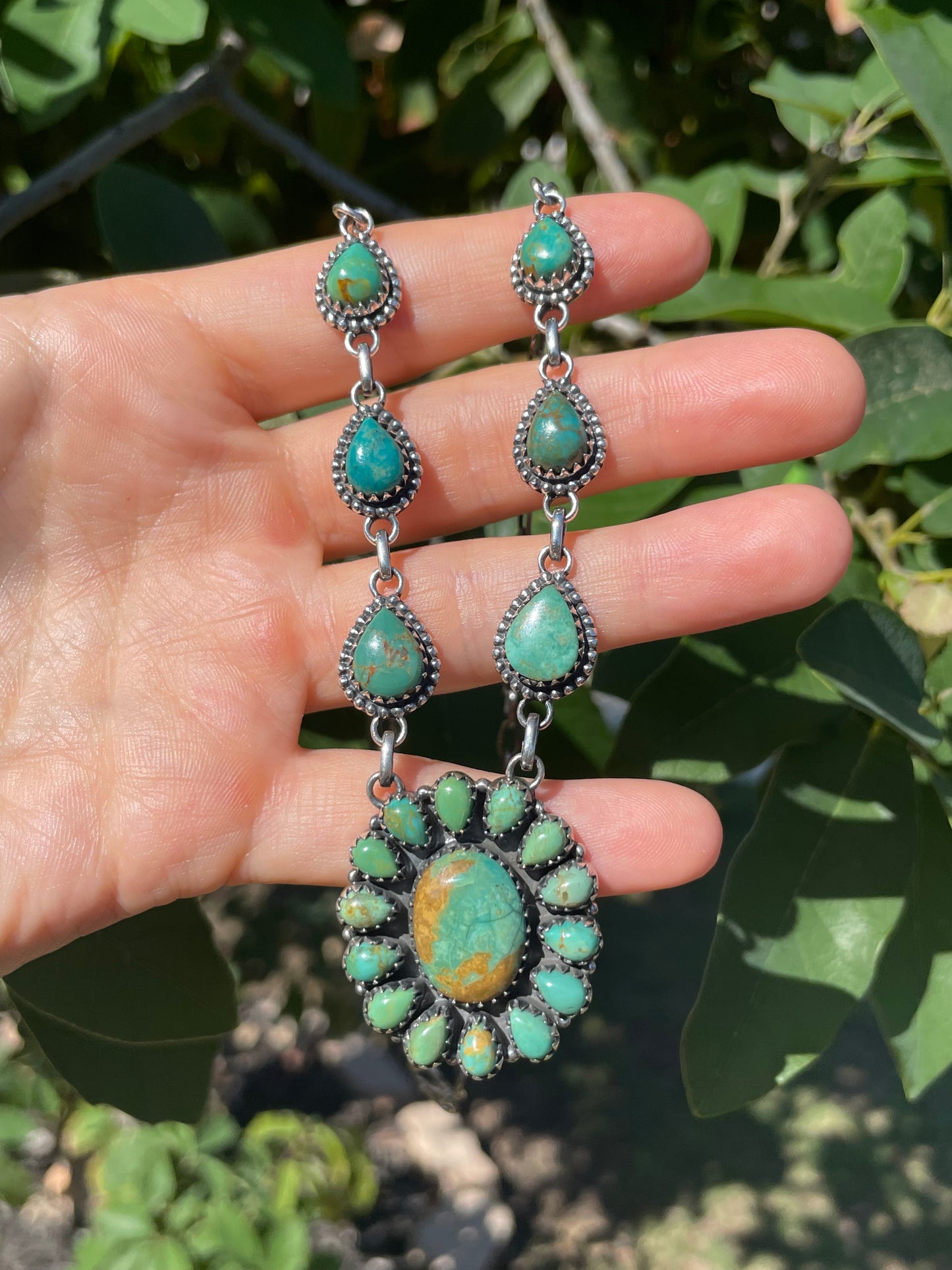 Turquoise Cluster Necklace | 925 Sterling Silver D122