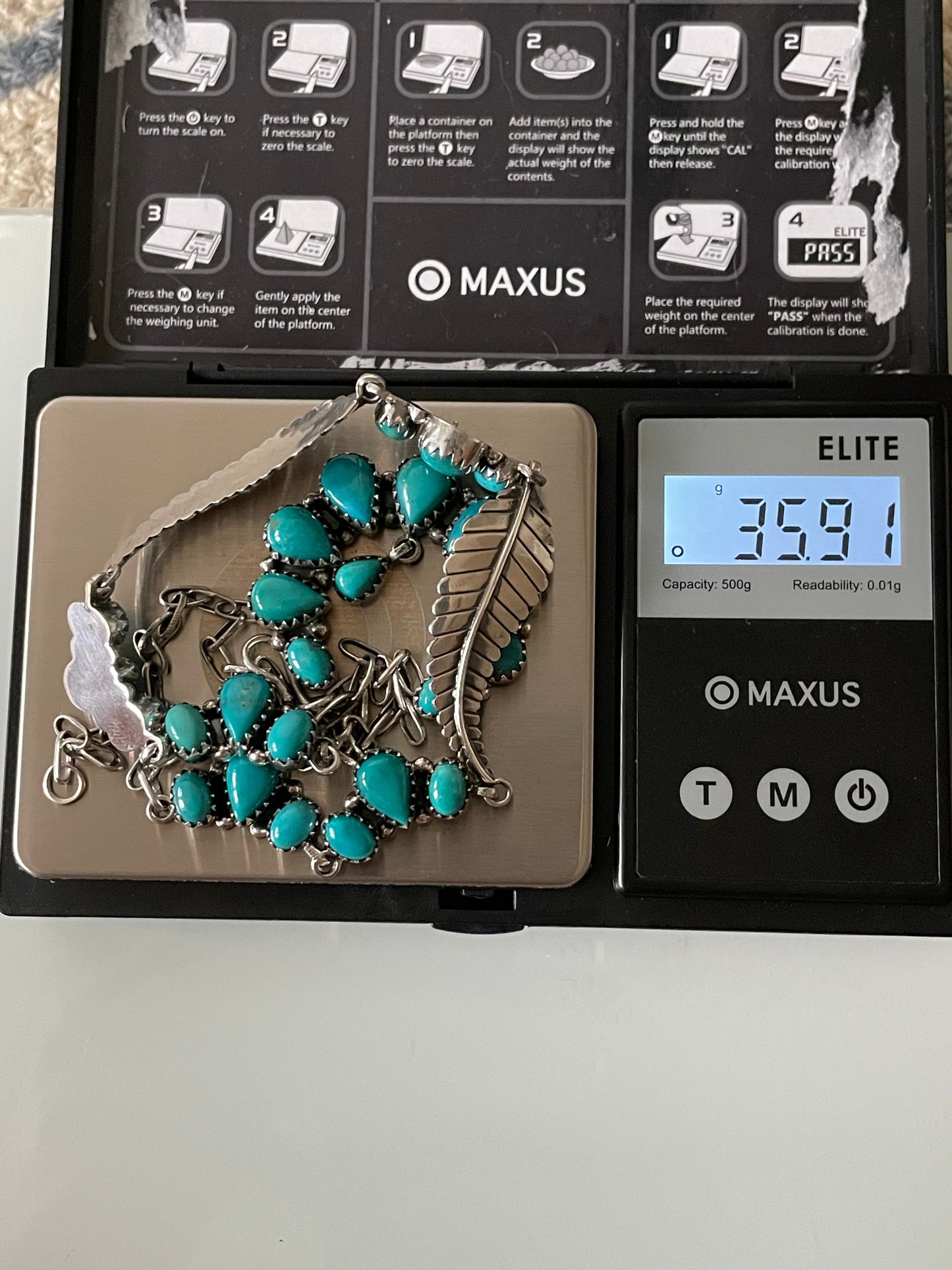 Kingman Turquoise Feather Naja Necklace | 925 Sterling Silver E626