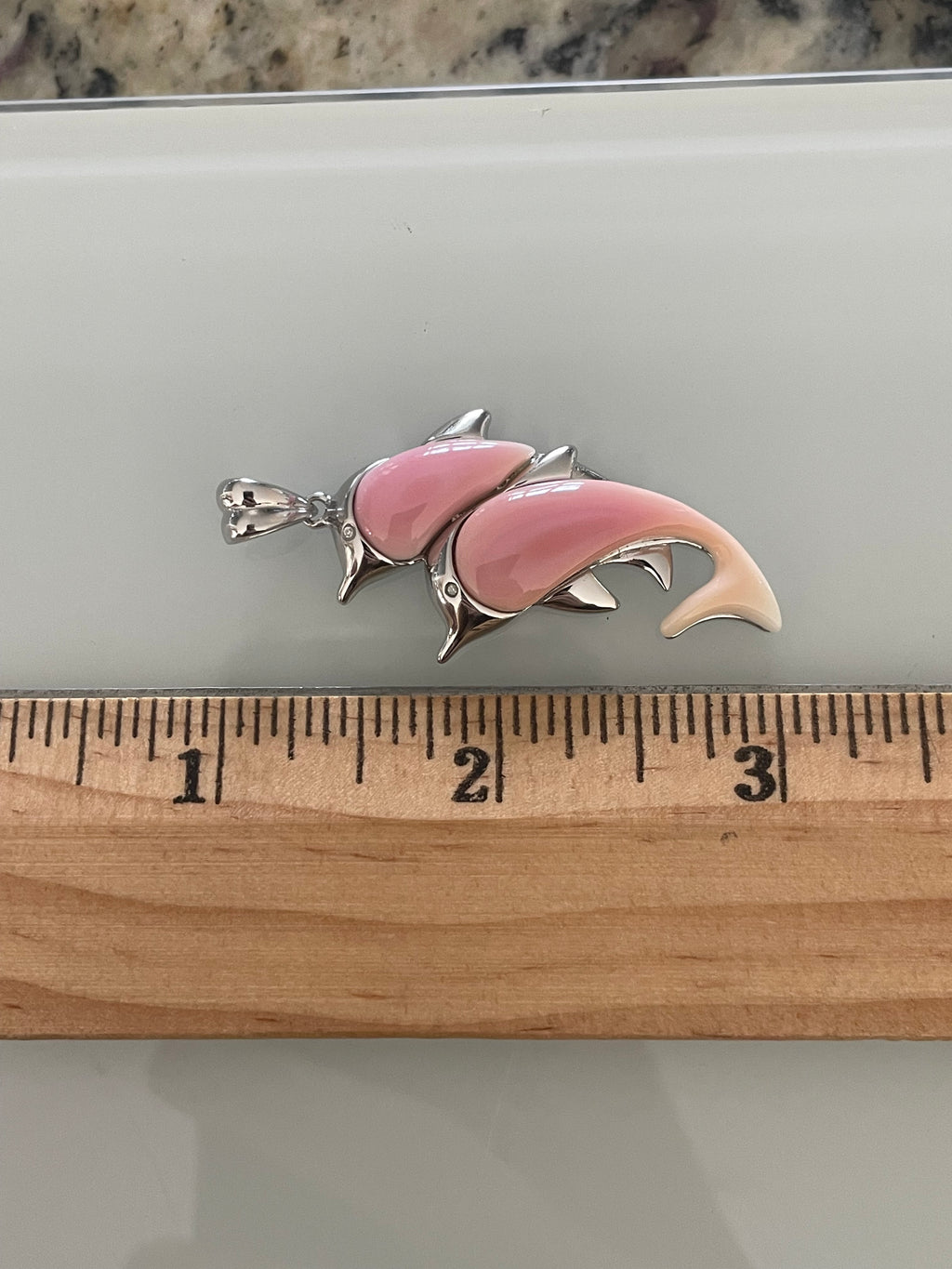 Pink Conch Dolphin Pendant | 925 Sterling Silver E284