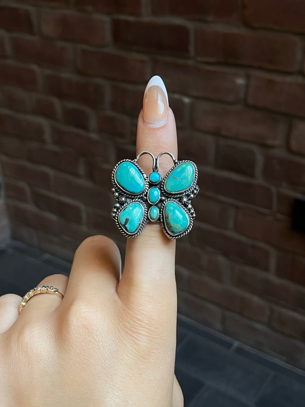 Turquoise Butterfly Ring Size 7.75 | Sterling Silver E865