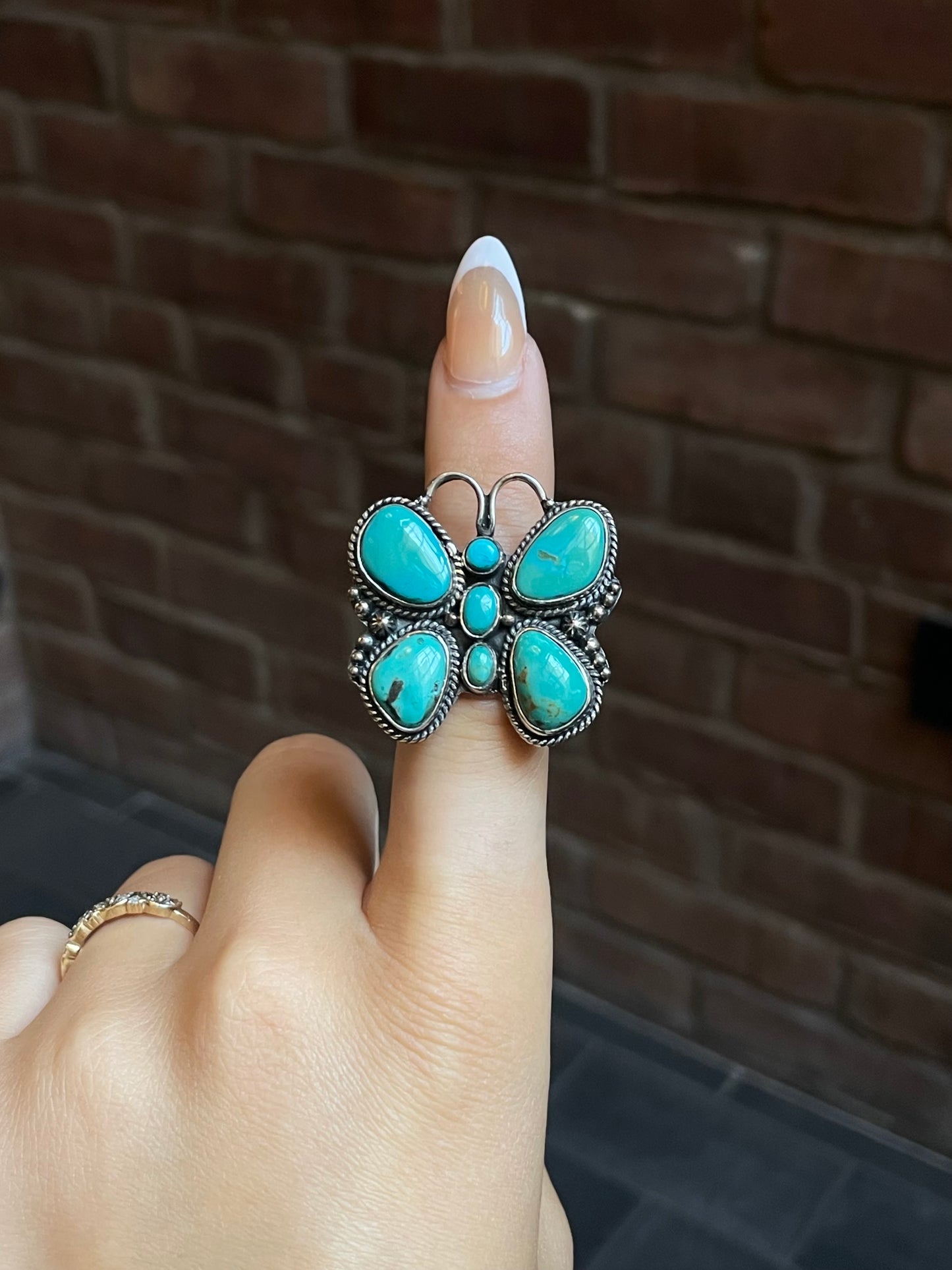 Turquoise Butterfly Ring Size 7.75 | Sterling Silver E865