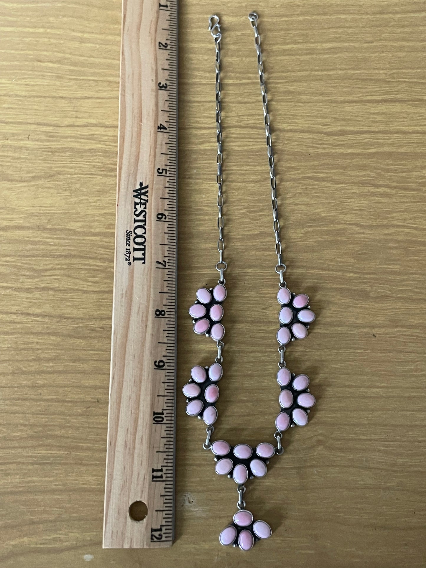 Pink Conch Necklace | Blossom Drop Cluster | 925 Silver E560
