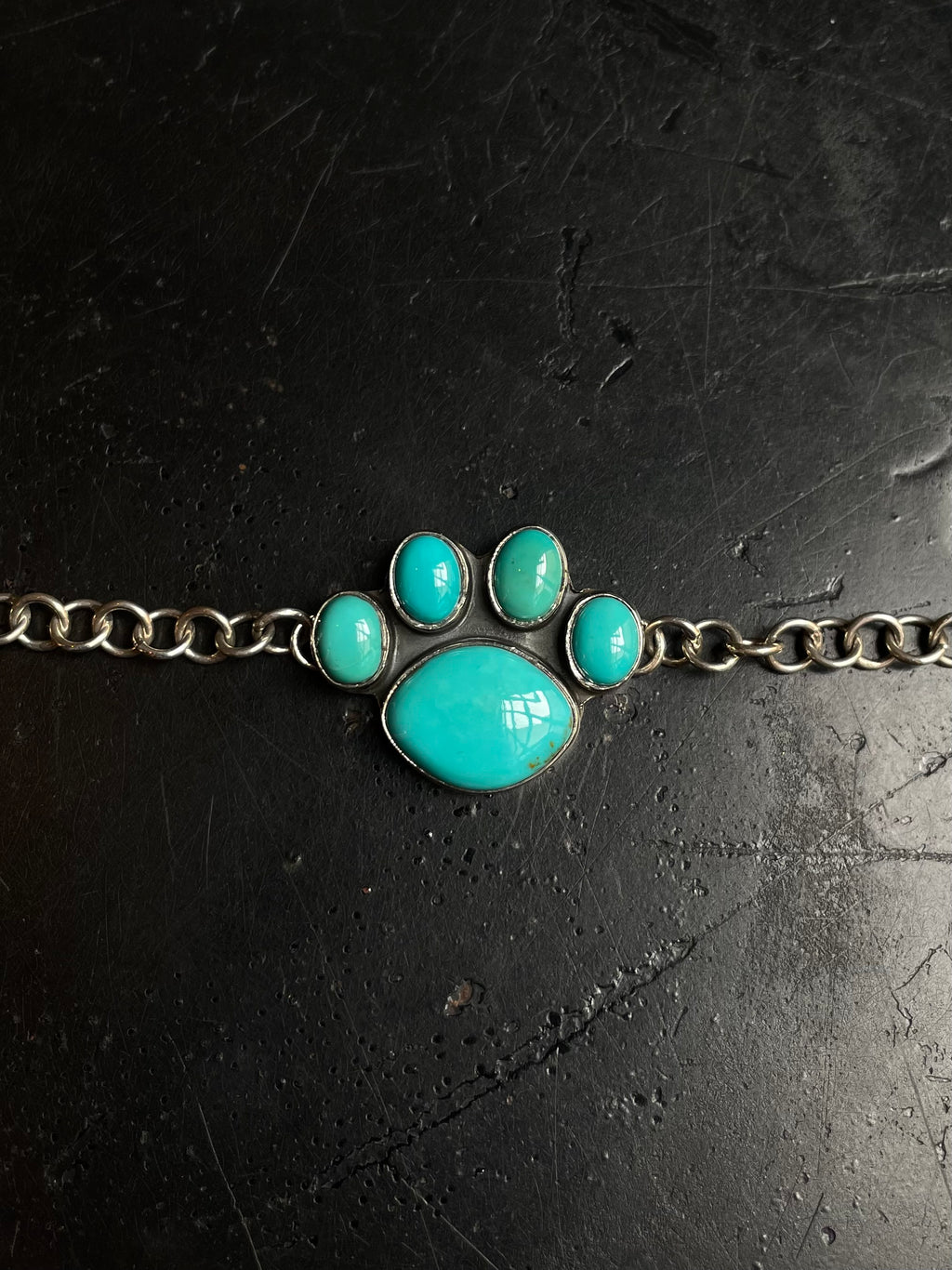 Kingman Turquoise Paw Bracelet | 925 Sterling Silver E101