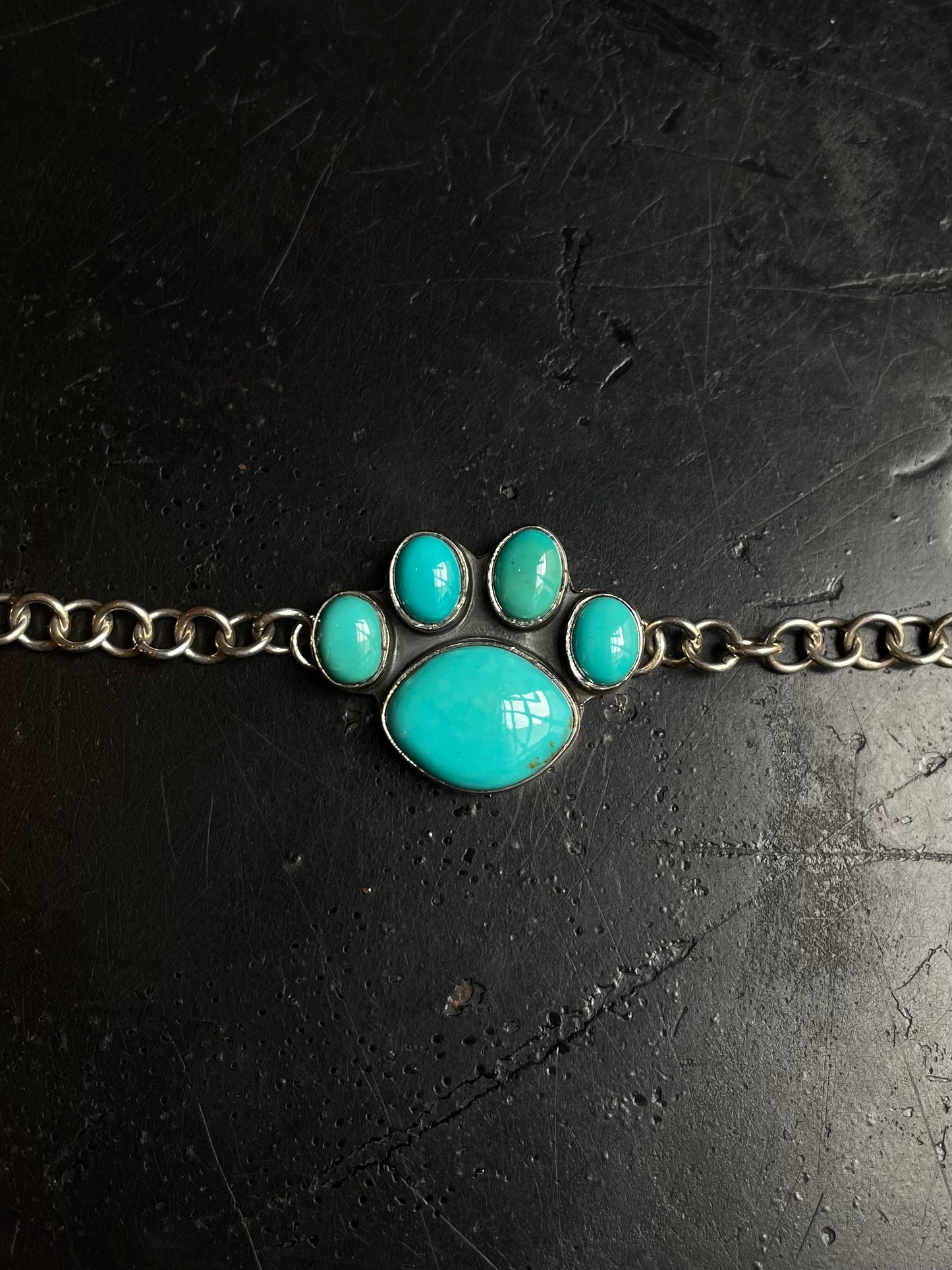 Kingman Turquoise Paw Bracelet | 925 Sterling Silver E101