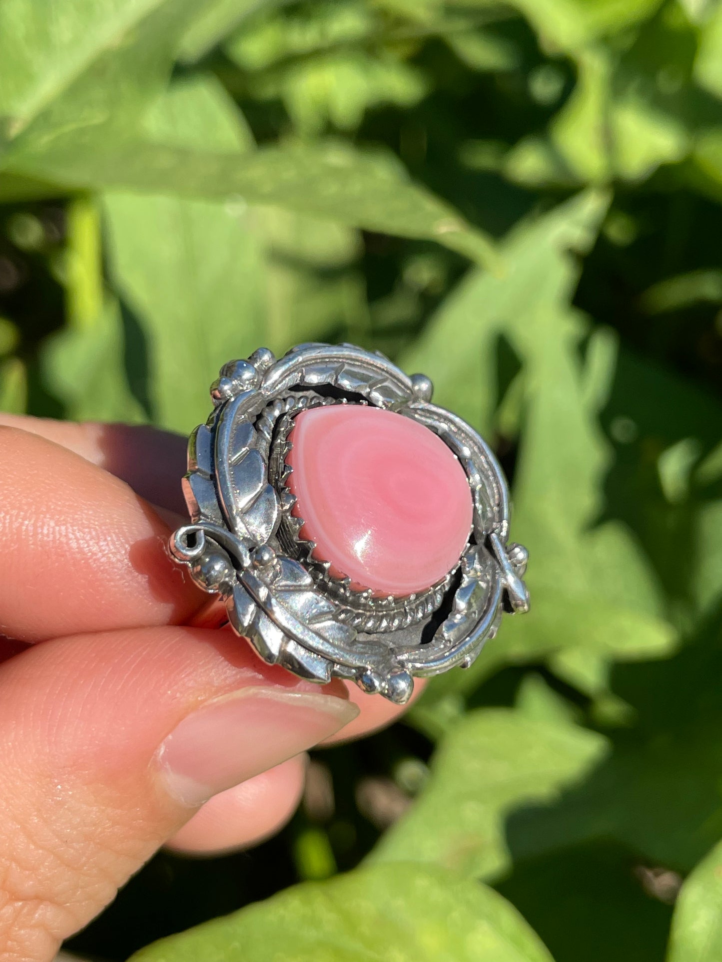 Pink Conch Leaf Design Ring | 925 Sterling Silver | Size 7 B338