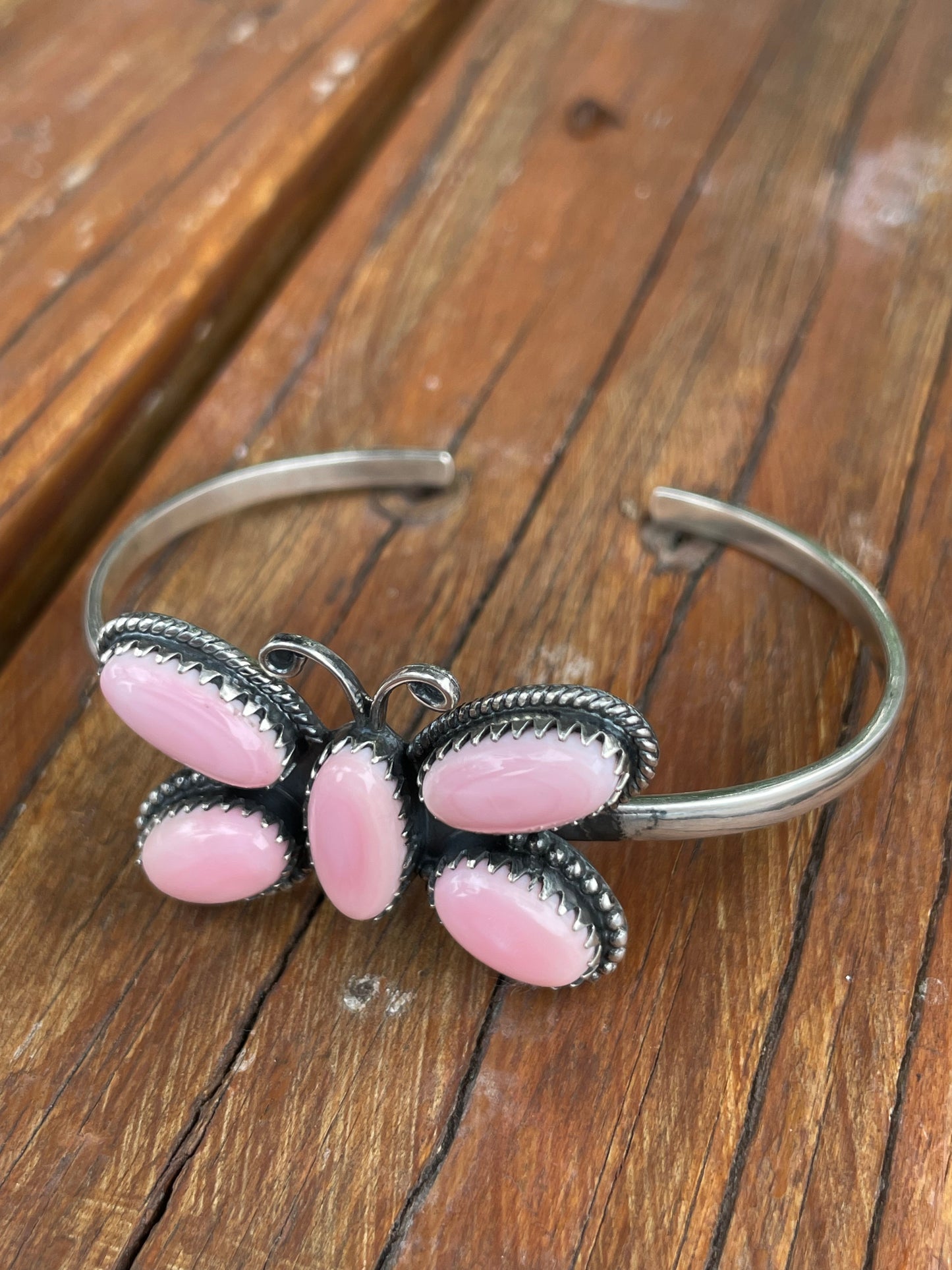 Pink Conch Butterfly Cuff Bracelet | 925 Sterling Silver B985
