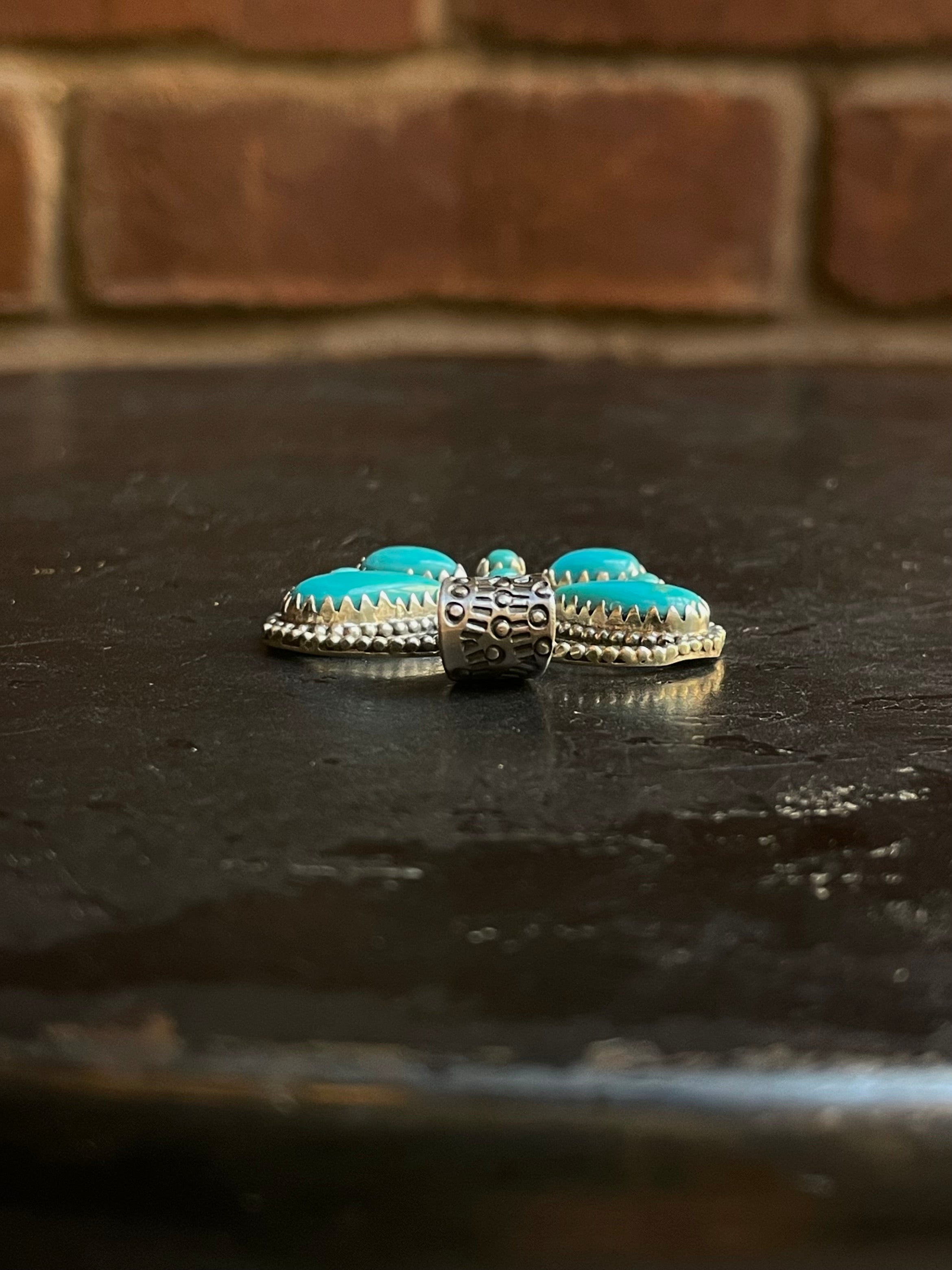 Kingman Turquoise Butterfly Pendant | Sterling Silver G465
