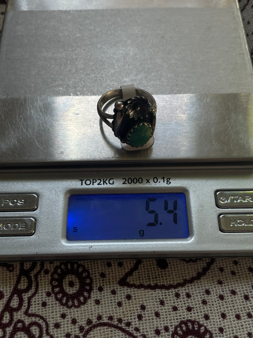 Turquoise Floral Ring | 925 Sterling Silver | Size 8 D349