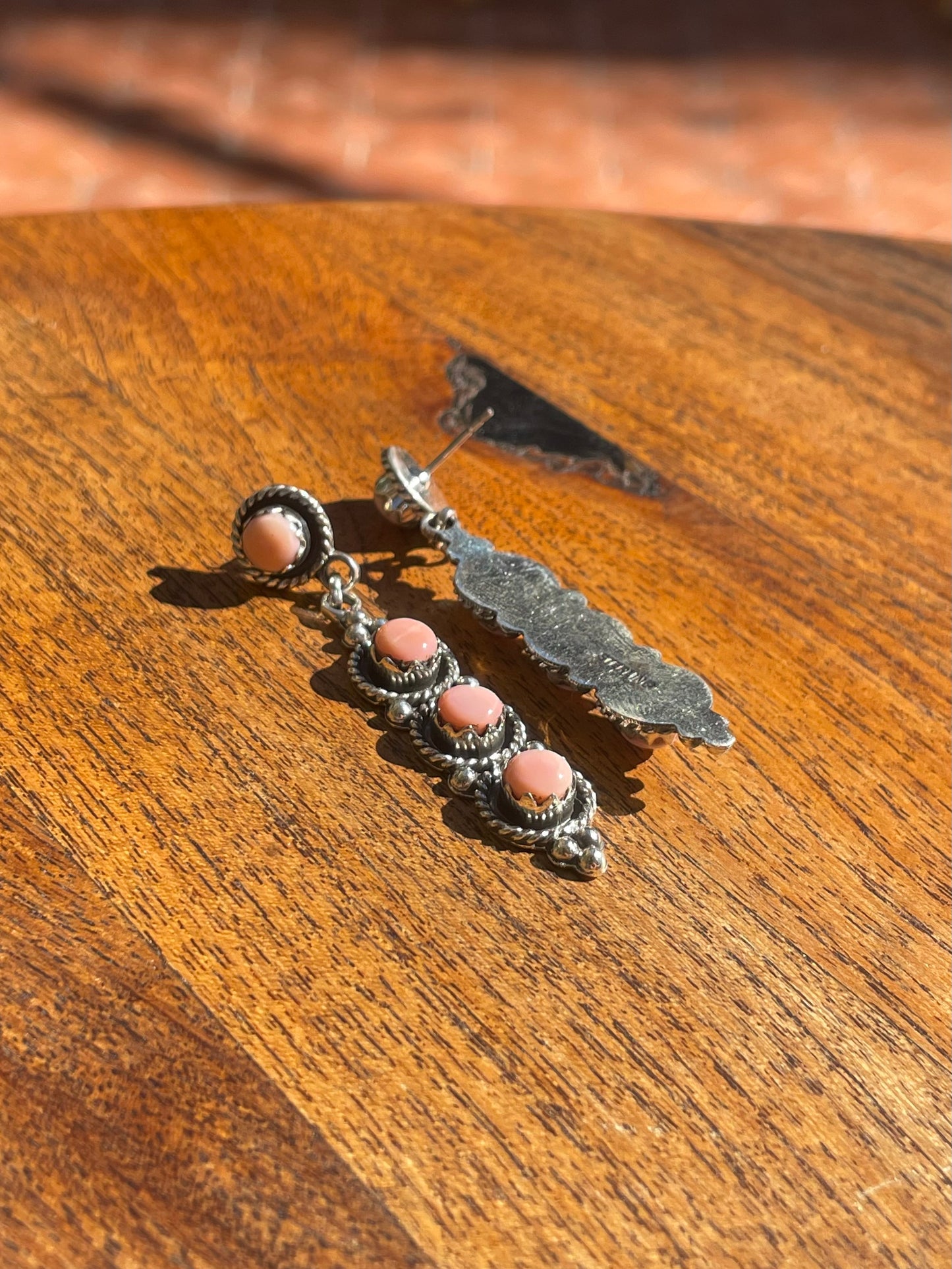 Pink Conch Drop Stud Earrings | 925 Sterling Silver C830