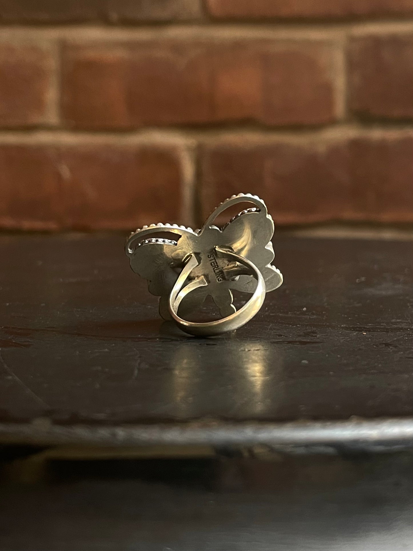 Pink Conch & Turquoise Butterfly Ring Size 6 | 925 Sterling Silver E989