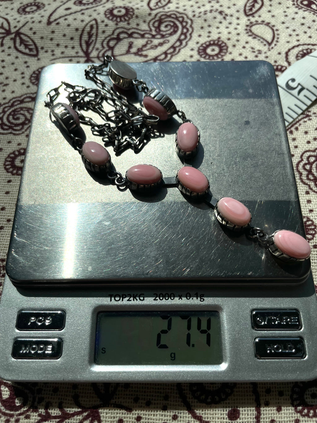 Pink Conch Lariat Necklace | Teardrop Station Drop | 925 Silver E553