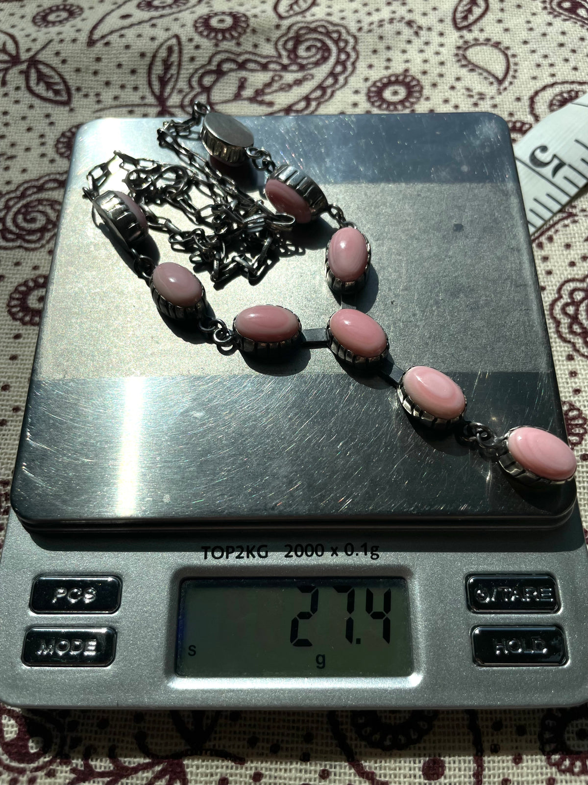Pink Conch Lariat Necklace | Teardrop Station Drop | 925 Silver E553