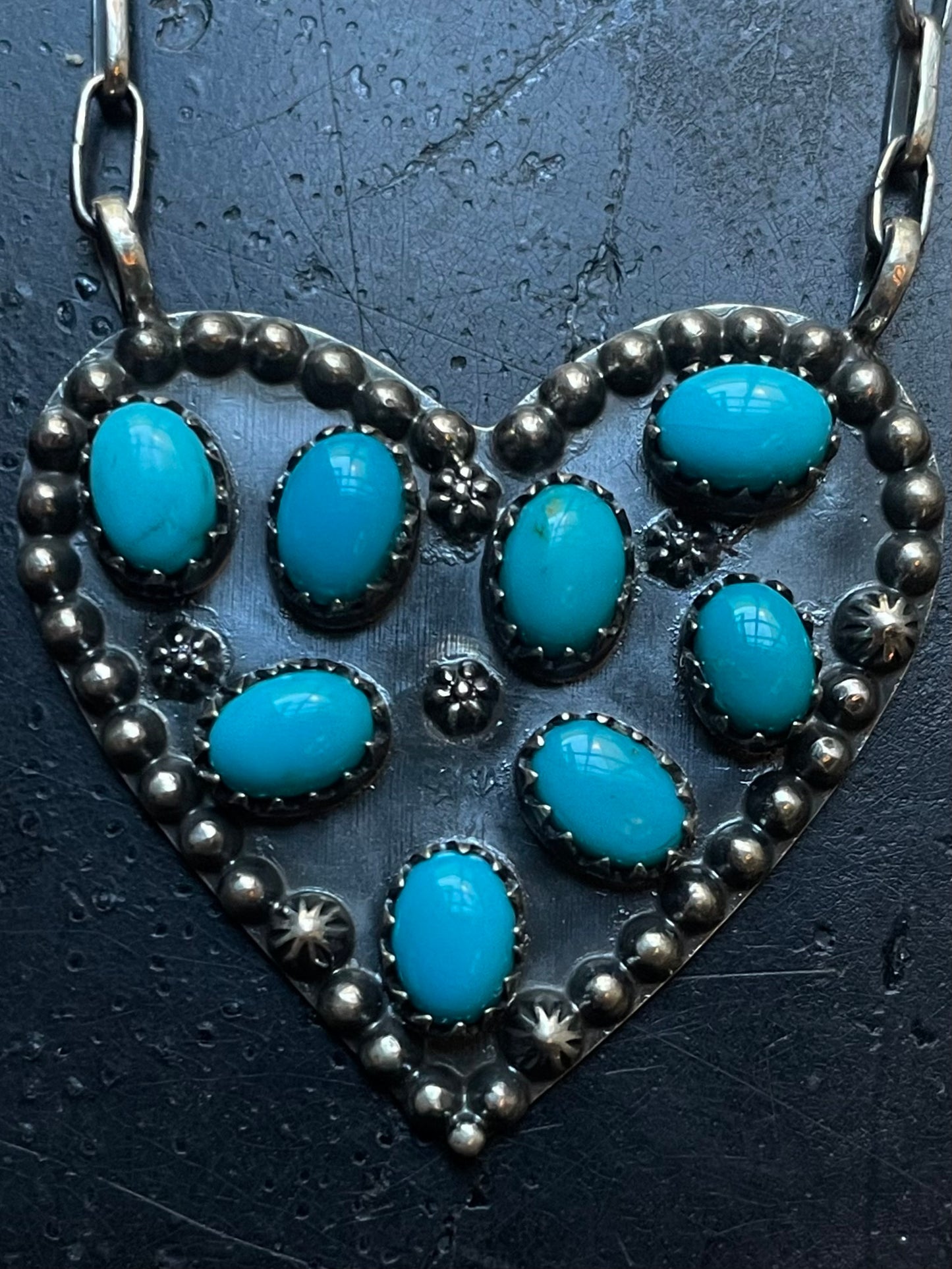 Kingman Turquoise Heart Necklace | Sterling Silver G391
