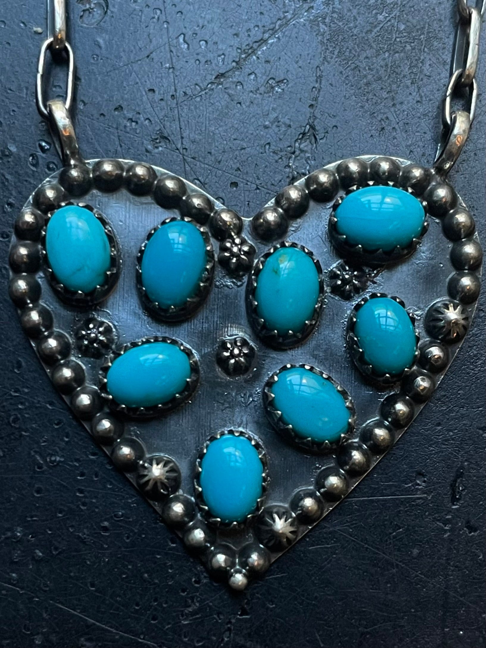 Kingman Turquoise Heart Necklace | Sterling Silver G391